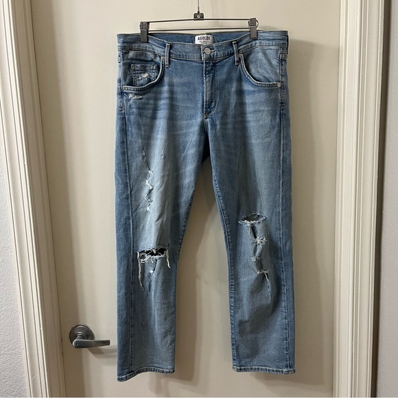 Agolde Isabel Slim Boyfriend Jeans in Dreamer Distressed Mid Rise Size 30 - Picture 2 of 11